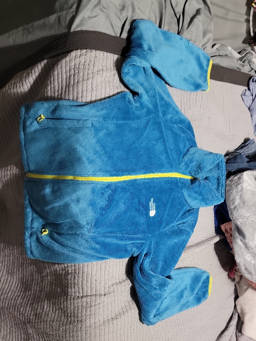 The North Face Bright Blue Fleece Jacket with Yellow Trim